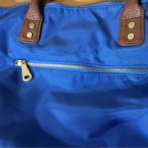 Old Navy Blue Tote with Brown Handles
